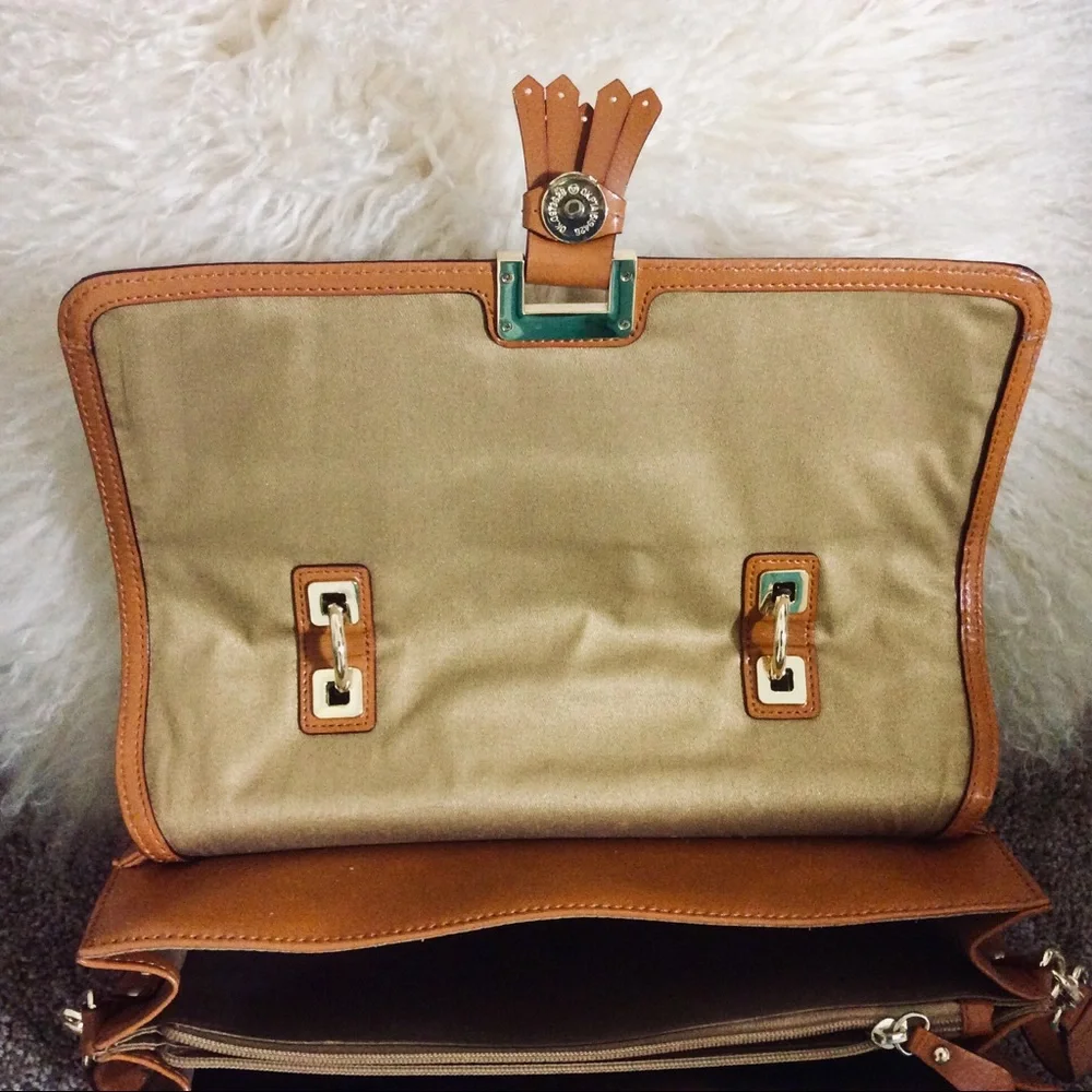 Antonio Melani Zoey Leather Shoulder Satchel Bag Brown
